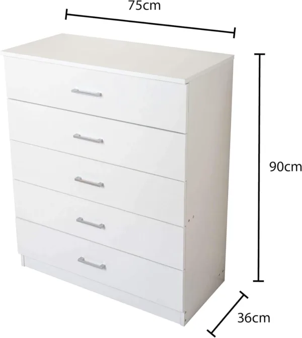 chest of 5 drawers product size