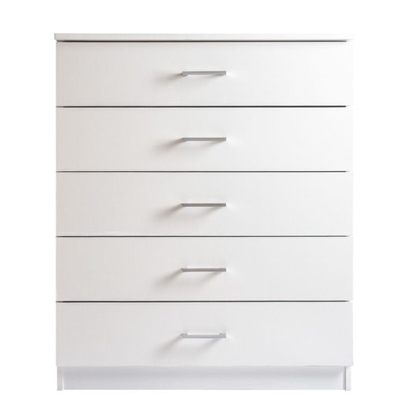 white chest of 5 drawers