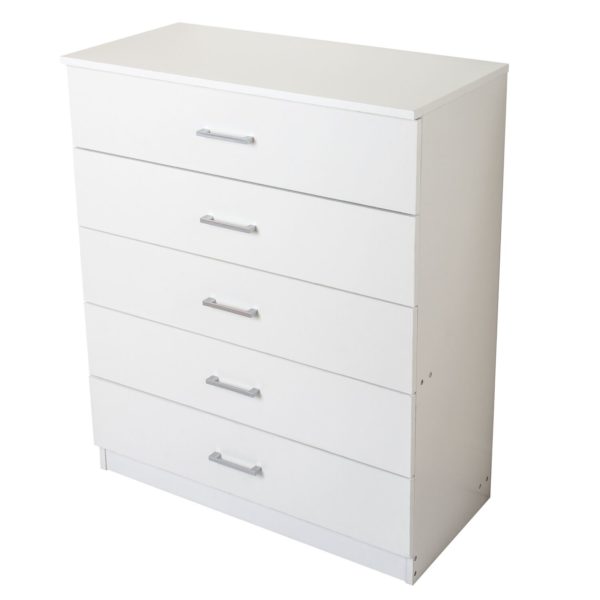 white chest of 5 drawers