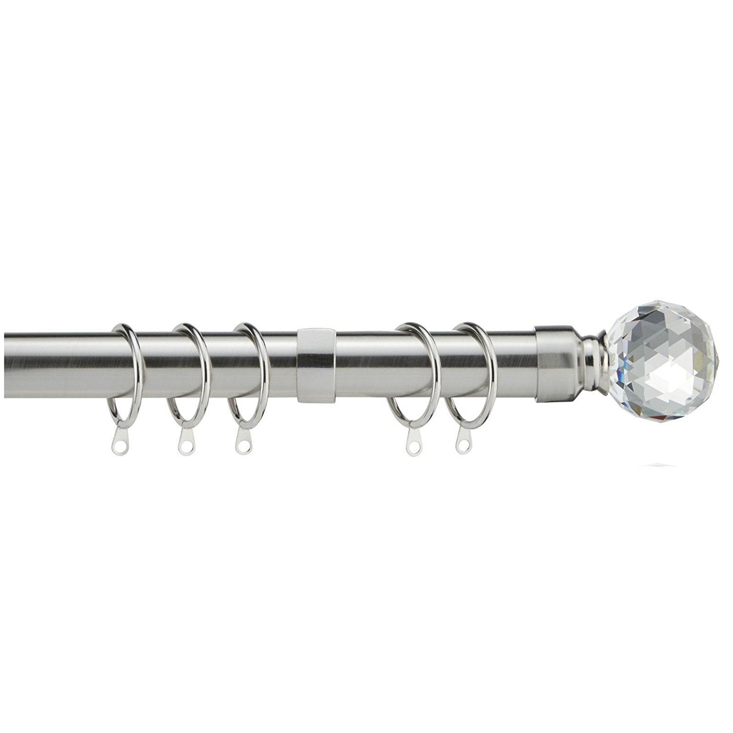 3 Colours Home Treats Extendable Curtain Pole 28mm 70-120cm, Black Nickel Includes.Rings,Crystal Finals & Fittings 