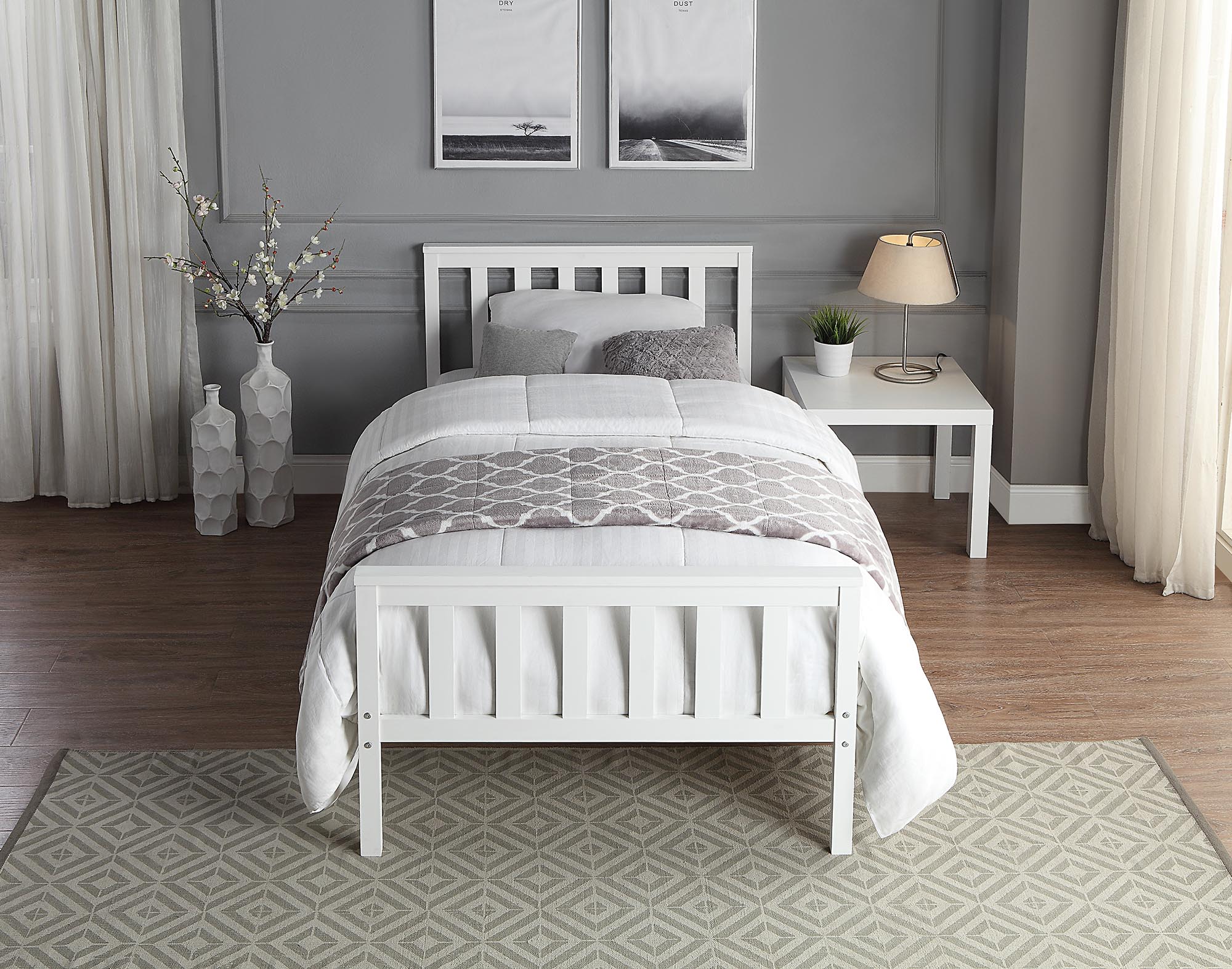 Solid Wood Single Bed Frame In White - Home Treats UK