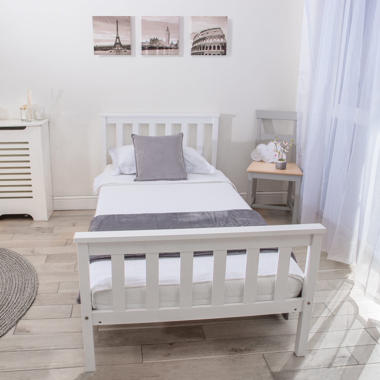 Solid Wood Single Bed Frame In White Home Treats Uk