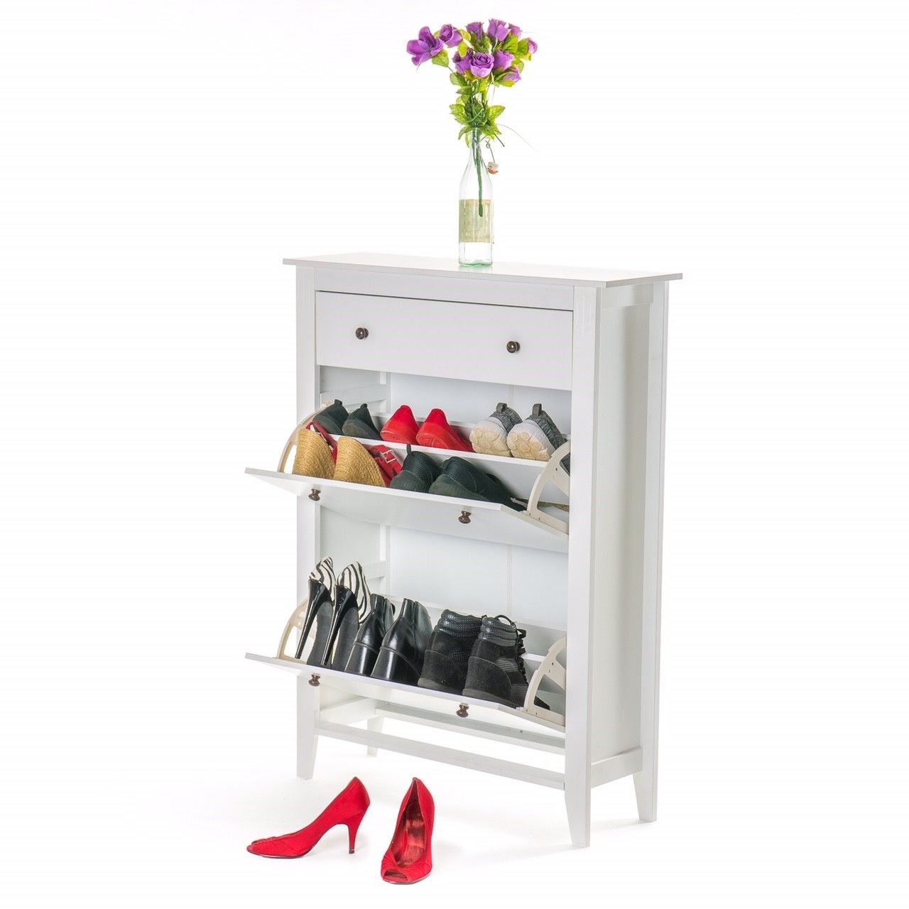 Wooden Shoe Rack Cabinet with Storage Drawer - Home Treats UK