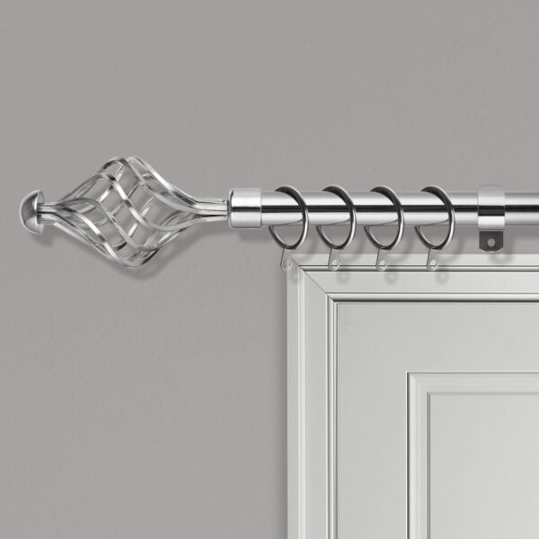 Curtain Pole - Extendable metal poles - Spiral - Chrome finish - Silver