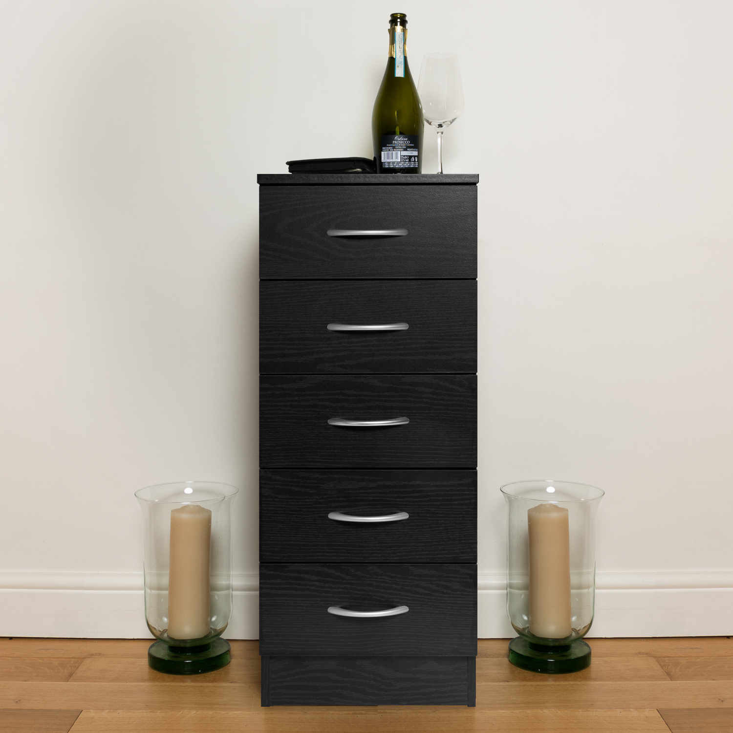 Home Treats Tall Black Chest Of Drawers 5 Drawer Home Treats Uk