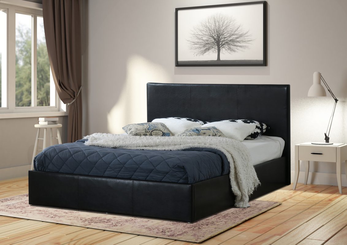 Home Treats Black Ottoman Bed Frame With Lift Up Storage 4 Sizes 