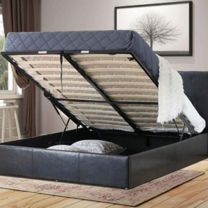 Black Leather Storage Bed Frame