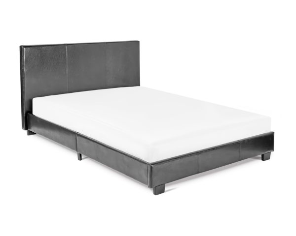 Faux Leather Black Bed Frame with Stitch Detail