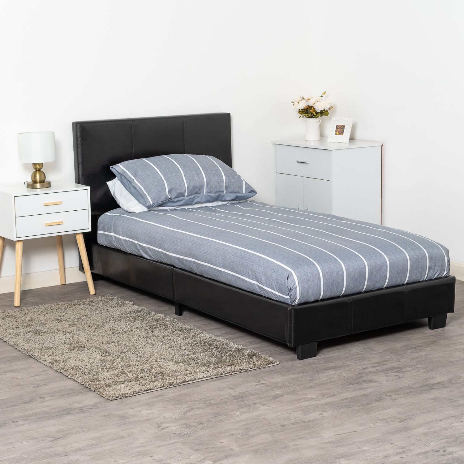Faux Leather Bed Frames mecor Small Double Bed Frame Small Double Black Prado Italia 