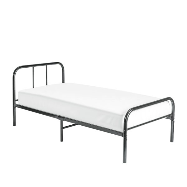 Black Metal Bed With Mattress Single