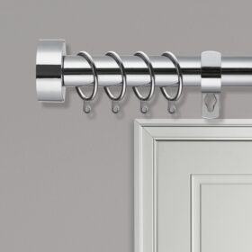 Curtain Pole - Extendable metal poles - Flat - Chrome Silver