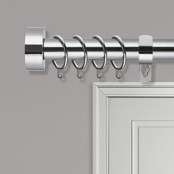 Curtain Pole - Extendable metal poles - Flat - Chrome Silver