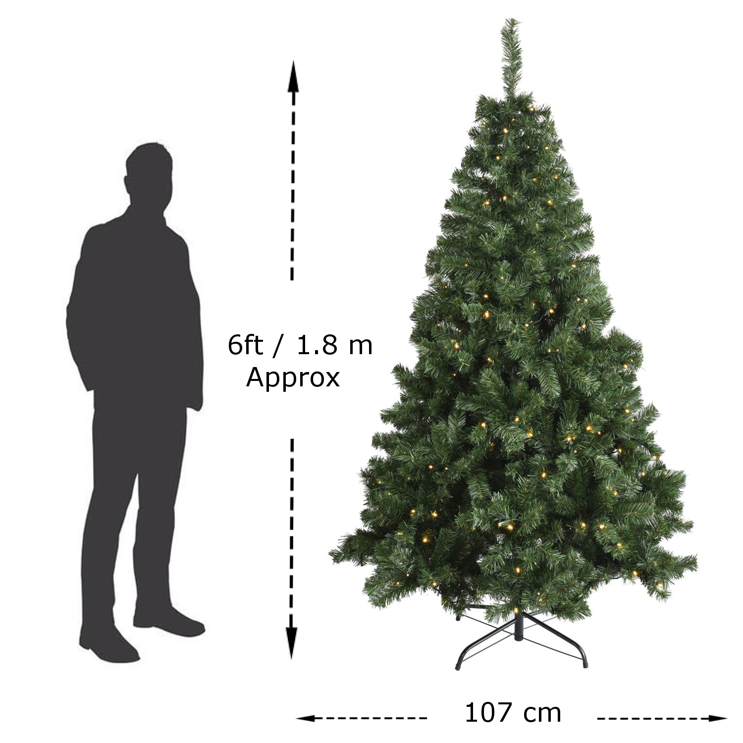 6ft Pre Lit Christmas Tree Artificial With Metal Stand & Lights - Home ...