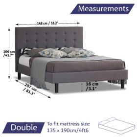 Grey Double Bed Frame Measurements