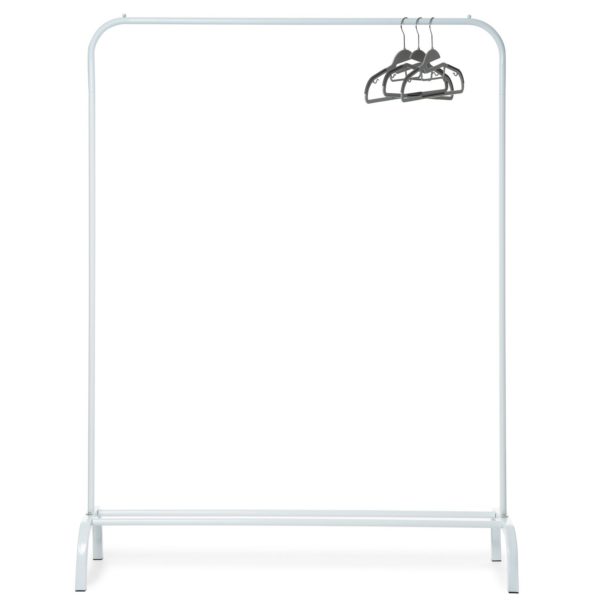 Static White Metal Clothes Rack with Shoe Rack or Storage Shelf