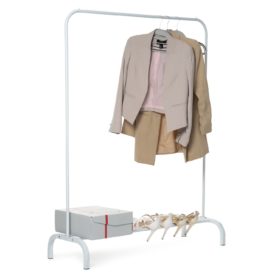 Hanging Clothes Rail with Underneath Shoe Rack Storage Self in White