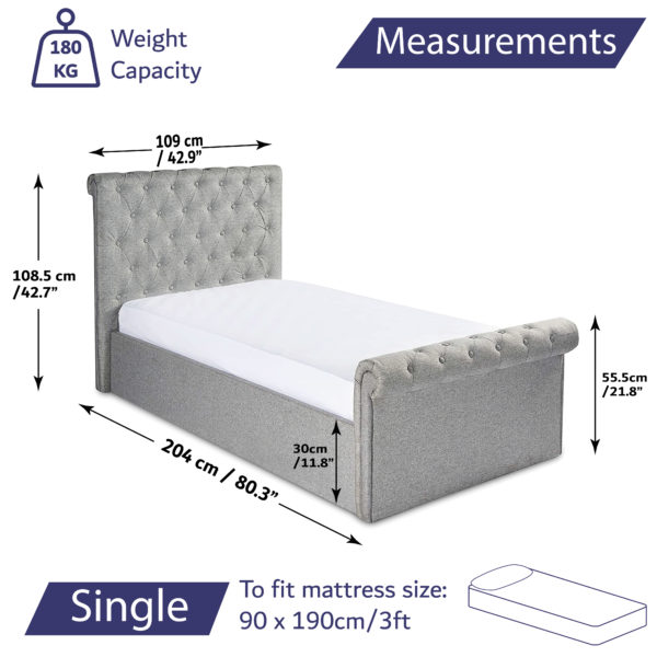 Ottoman Sleigh Bed Measurements