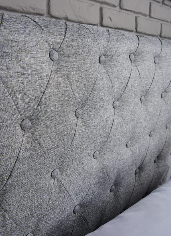 Studded Grey Ottoman Bed Frame Headboard 02