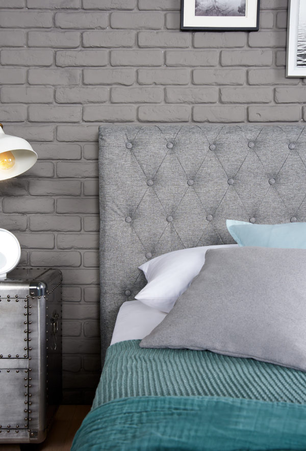 Single Grey Studded Bed Frame Headboard
