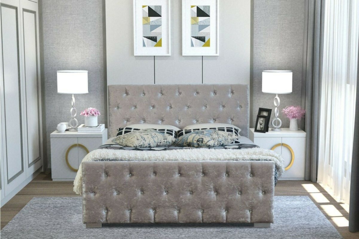 Silver Diamante Bed Frame, Single Double King Size - Home ...