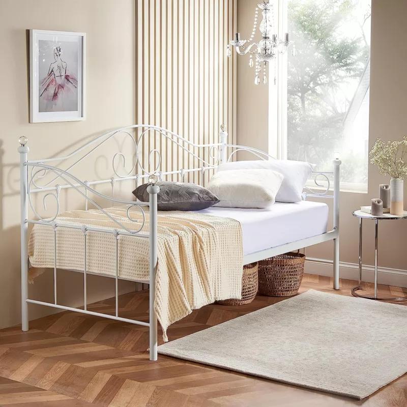 Metal Day Bed Single White