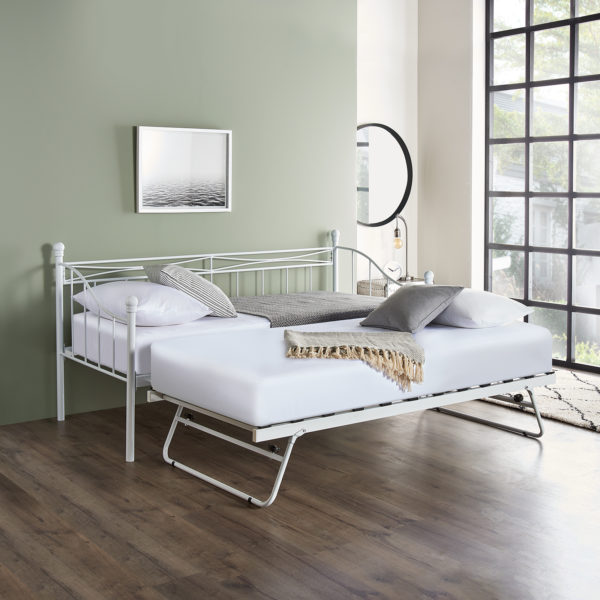 Metal Trundle Bed White