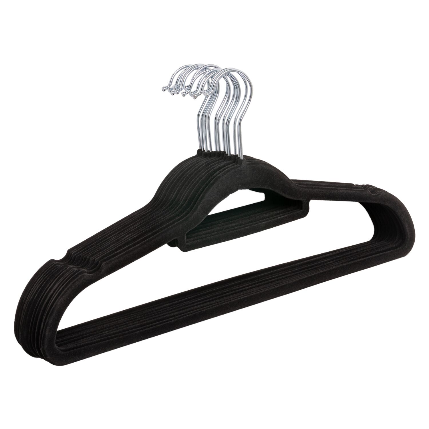 100 Pack Reinforced Lightweight Durable Velvet No Slip Clothes Hangers Black 