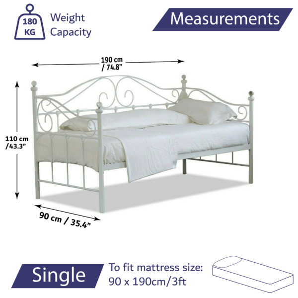 Single Metal Day Bed Sizing