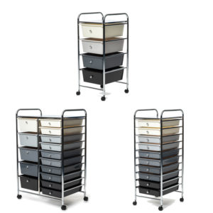 Gradient Grey Storage Trolley with 4 10 or 15 Drawer Option