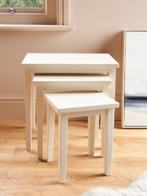 Modern Nest of 3 Wood Tables in White 03