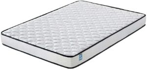 Deluxe Sprung Mattress in White with Blue Trim
