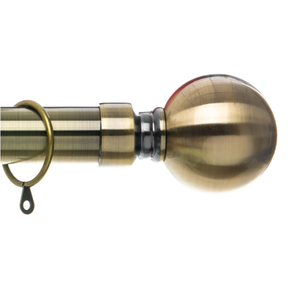gold curtain pole finial with curtain rings
