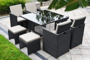 Attractive 9 Piece Rattan Set Folds Away So Compact Under Table