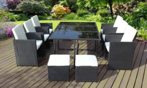 Attractive Garden Rattan Set Including Table 6 Chairs and 4 Stools