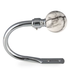 Silver Curtain Tiebacks with Grey and White Marble Round Ends