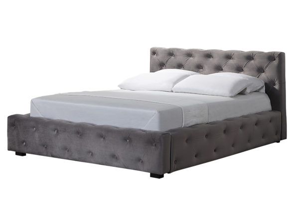 Studded Grey King Size Bed