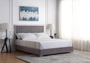Grey Double Bed With Silver Trim Detail Available with Mattress