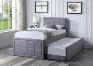 Light Grey Trundle Bed Frame with Pull Out Storage side view