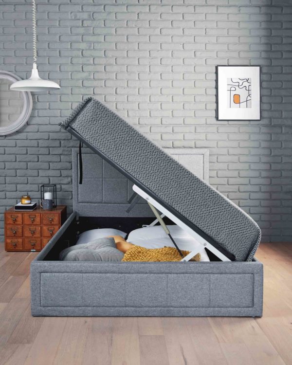 Lift from the side Storage Ottoman Bed Frame front view