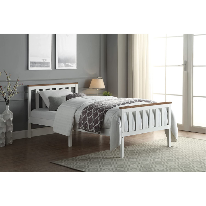 Double Bed Frame Wooden White - Home Treats UK