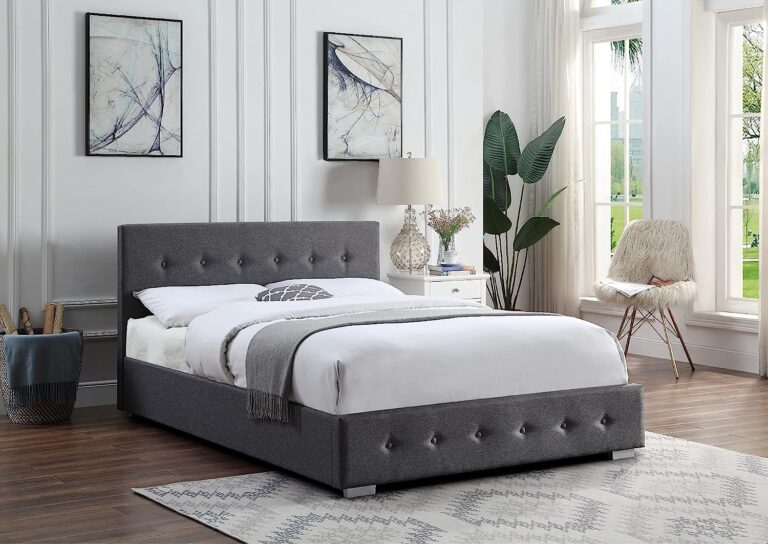 Side Lift Bed Frame Grey Storage Ottoman - Home Treats UK