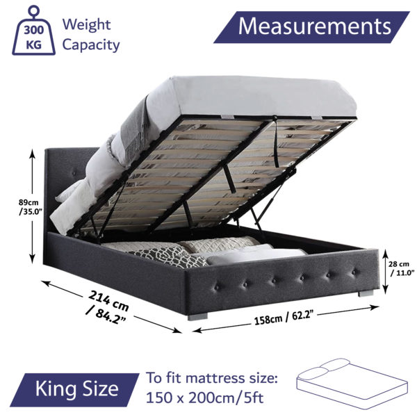 King Size Dark Grey Measurements