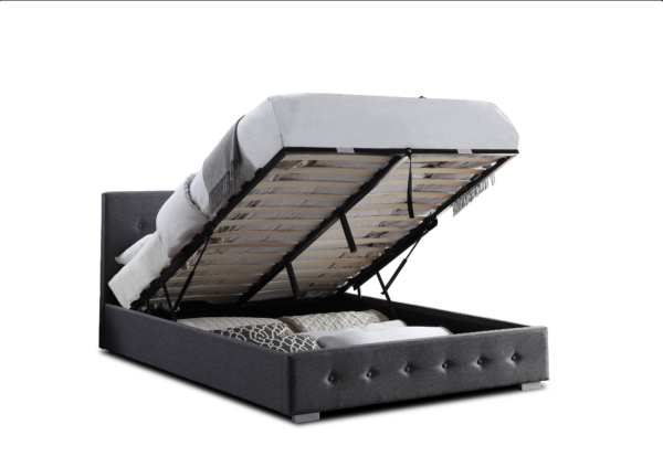 Lift from the bottom Small Double Grey Ottoman Stud Bed
