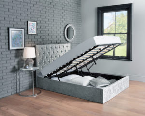 Lift from the Bottom King Size Diamante Ottoman Bed Frame