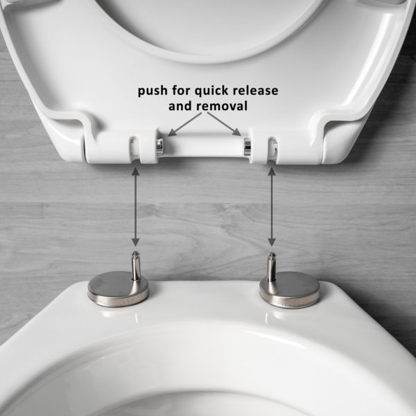 Easy Release and Quick Clean for Toilet Seat Diagram