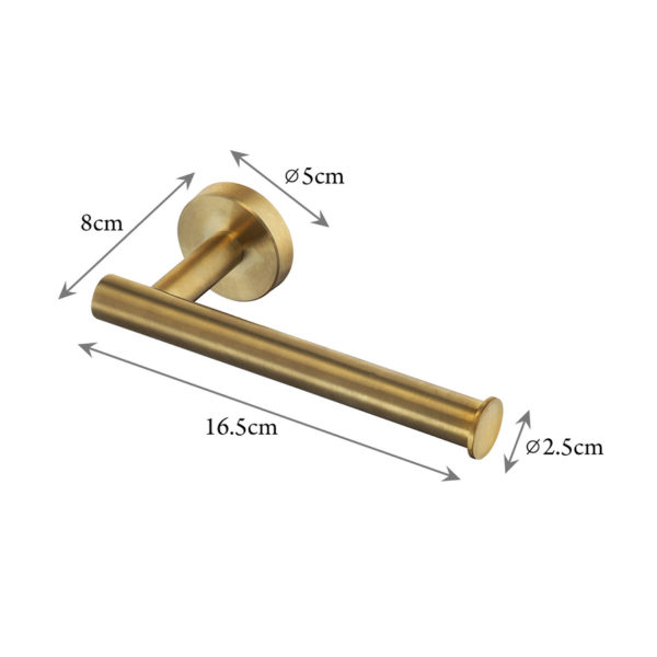 Round Finish Toilet Roll Holder in Gold with Dimensions