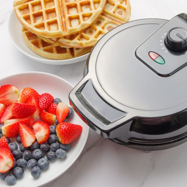 Black Non-Stick Waffle Maker with Dial Feature