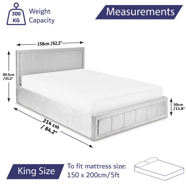 King Size Velvet Bed Sizing