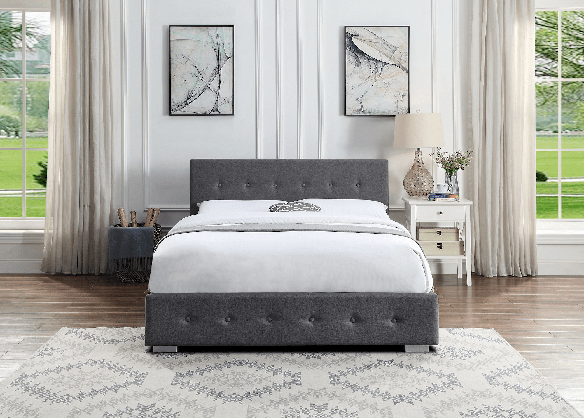 Leeds King Size Grey Ottoman Bed Frame - Home Treats UK