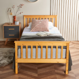 Pine wooden bed frame single
